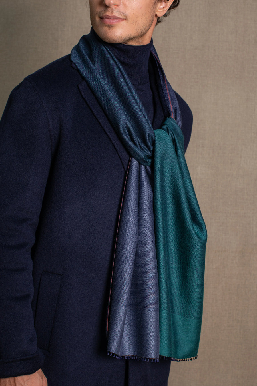 Echarpe Harmonie en soie cachemire teal