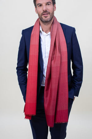 Echarpe Harmonie en soie cachemire rouge