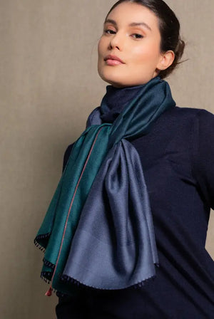Echarpe Harmonie en soie cachemire teal