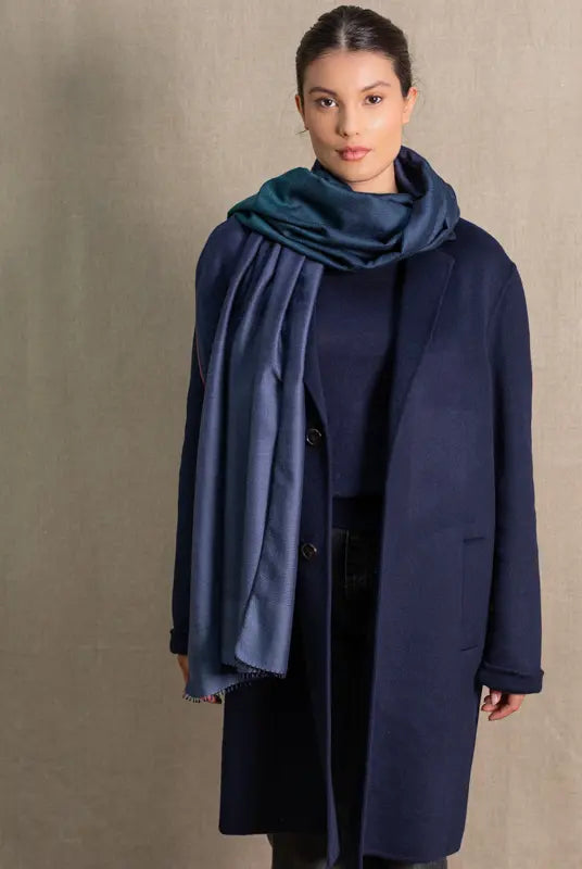 Echarpe Harmonie en soie cachemire teal