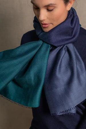 Echarpe Harmonie en soie cachemire teal
