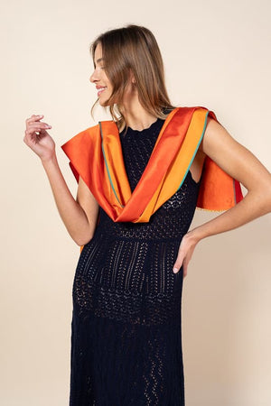 Petit foulard Bicolore en soie mandarine