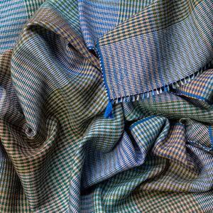 Echarpe Patchwork en soie laine teal