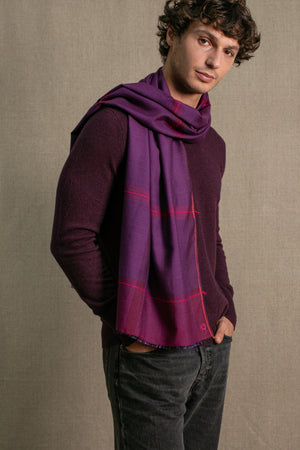William scarf in plum wool silk