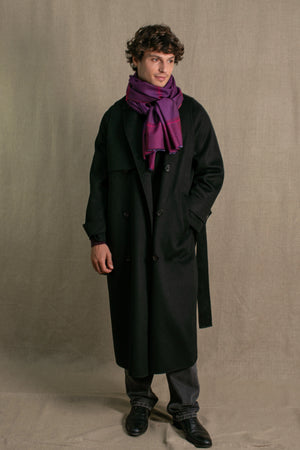 William scarf in plum wool silk