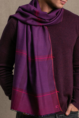 William scarf in plum wool silk