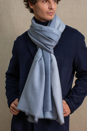 Deep blue cashmere silk stole