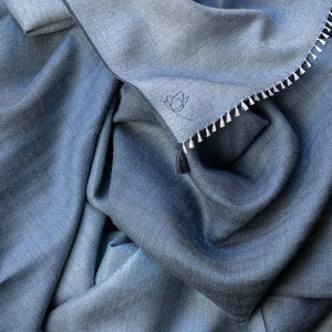 Deep blue cashmere silk stole