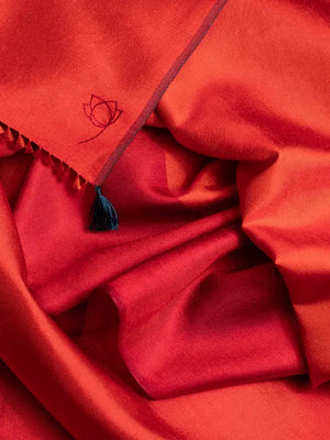 Petit foulard Bicolore en soie rouge vermillon