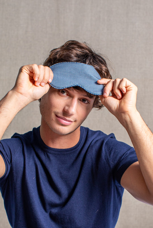 Masque de nuit en soie  gentleman marine