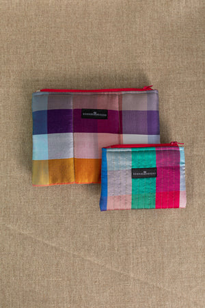 Mini pochette en soie nuancier multico