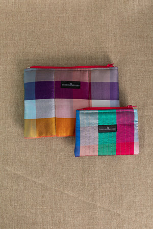 Mini pochette en soie nuancier multico
