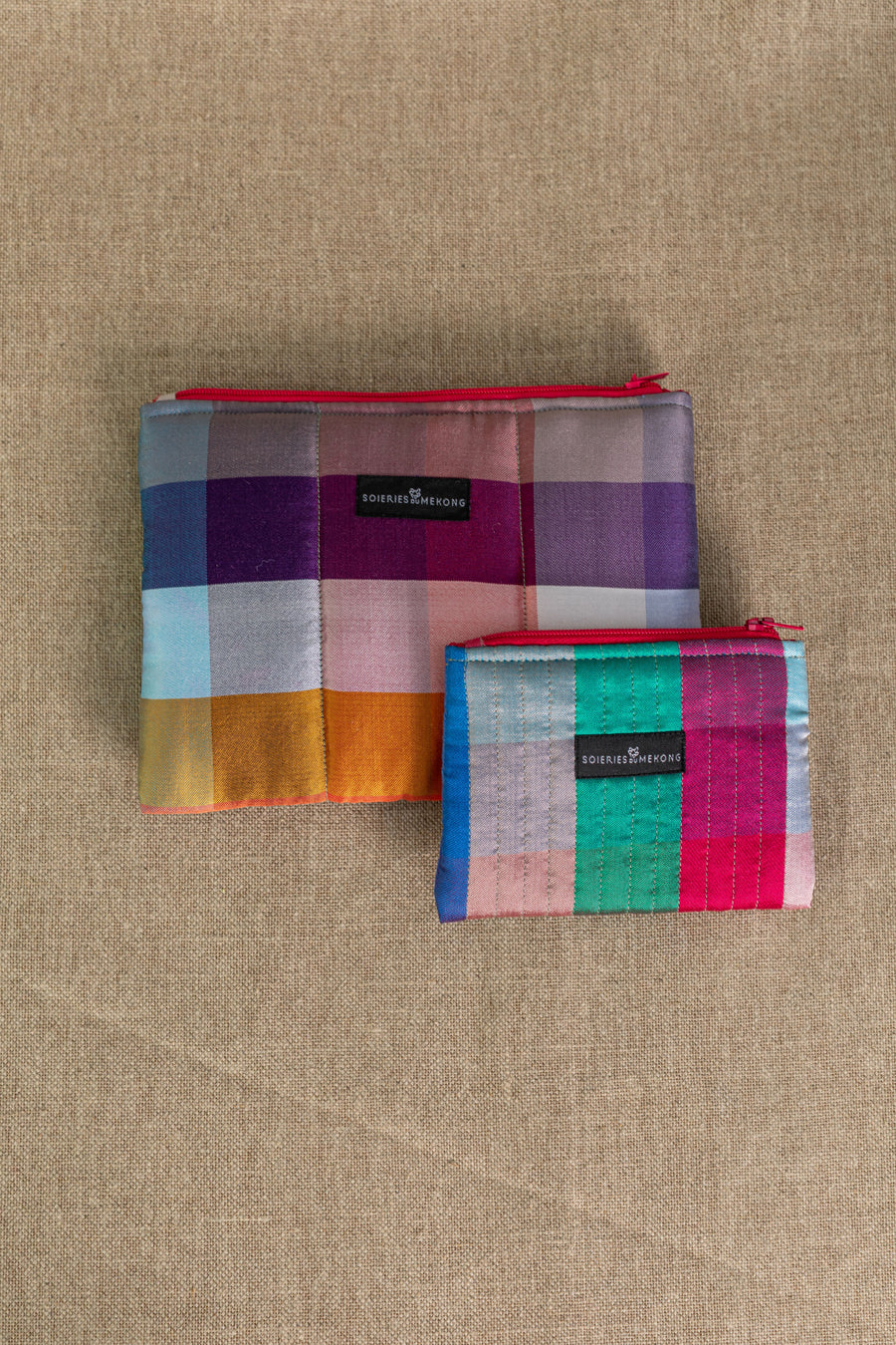 Mini pochette en soie nuancier multico