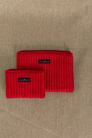 Mini pochette en soie rouge