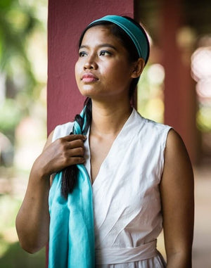 Petit foulard Uni en soie vert doux