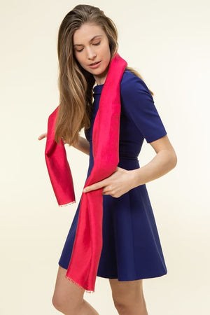 Petit foulard Uni en soie fuchsia