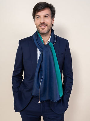 Petit foulard Bicolore en soie marine vert