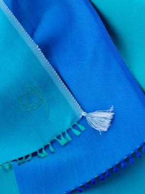 Petit foulard Bicolore en soie émeraude