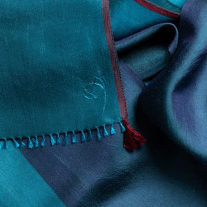 Petit foulard Bicolore en soie teal