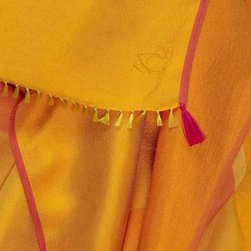 Petit foulard Bicolore en soie bouton d'or