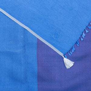 Petit foulard Bicolore en soie bleu klein