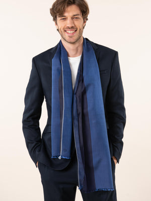 Petit foulard Bicolore en soie marine