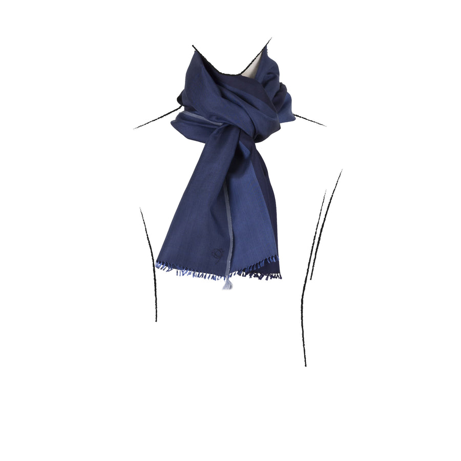 Petit foulard Bicolore en soie marine