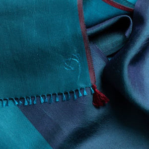 Petit foulard Bicolore en soie teal