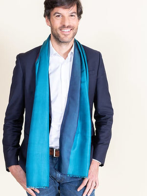 Petit foulard Bicolore en soie teal
