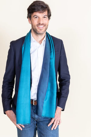 Petit foulard Bicolore en soie teal