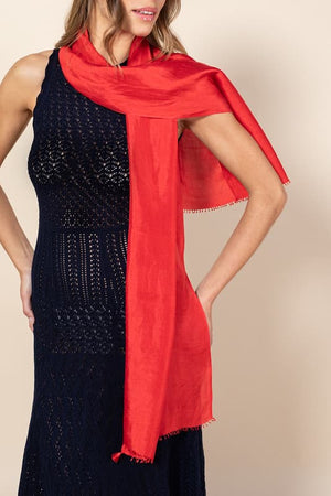 Petit foulard Uni en soie rouge