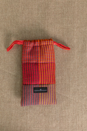 Pochette Etui Doudoune en soie laine patchwork ruste
