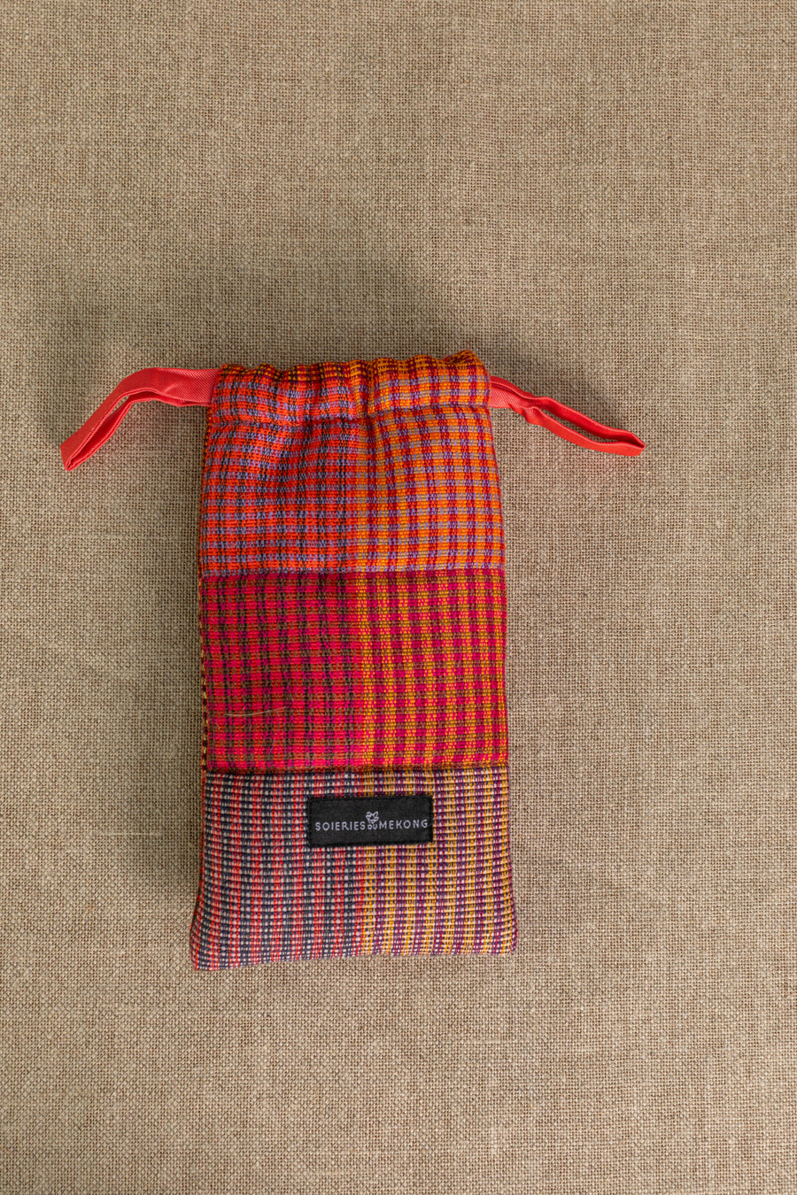 Pochette Etui Doudoune en soie laine patchwork ruste