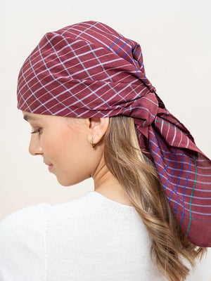 Foulard Quadrille en soie coton burgundy