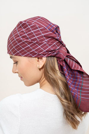 Foulard Quadrille en soie coton burgundy