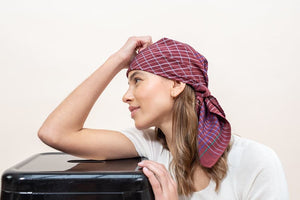Foulard Quadrille en soie coton burgundy