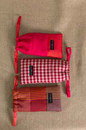 Pochette Etui Doudoune en soie laine patchwork ruste