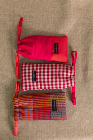 Pochette Etui Doudoune en soie laine patchwork ruste