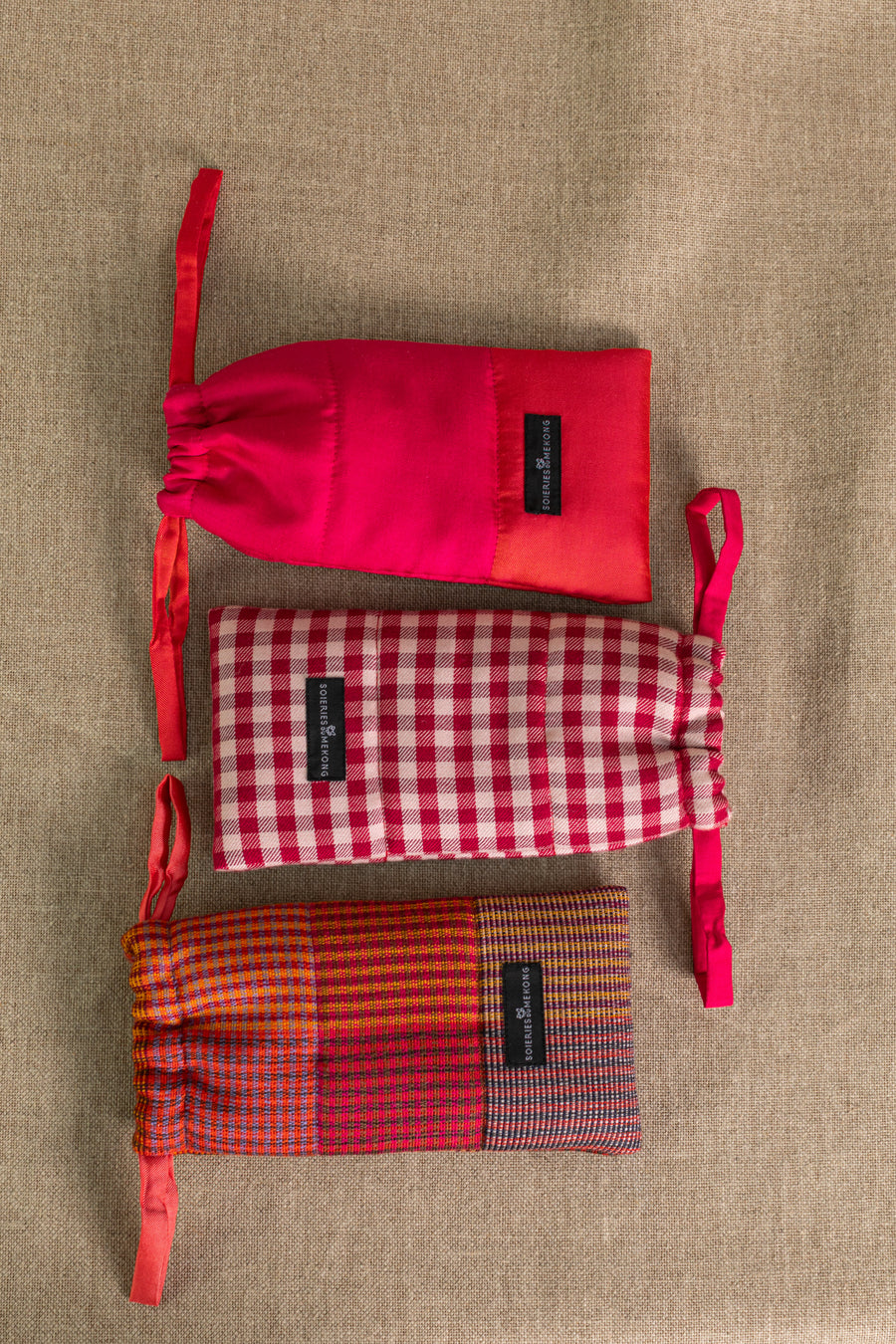 Pochette Etui Doudoune en soie laine patchwork ruste