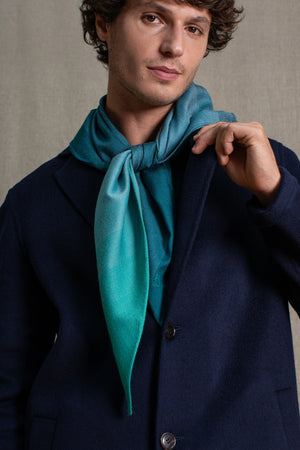 Triangle Harmonie en soie et cachemire teal