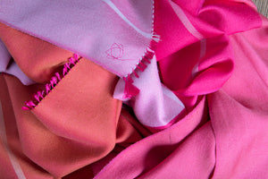 Écharpe Colorblock en soie laine rose