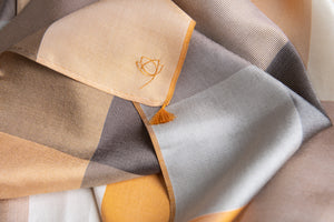 Square Dotted Color Chart in yellow silk