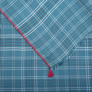Grid scarf in ocean silk