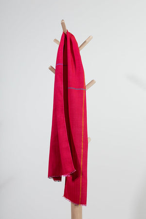 Echarpe bicolore en soie laine rose, rouge
