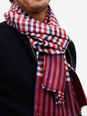 Krama scarf in wool silk 62x195cm burgundy for men – Soieries du