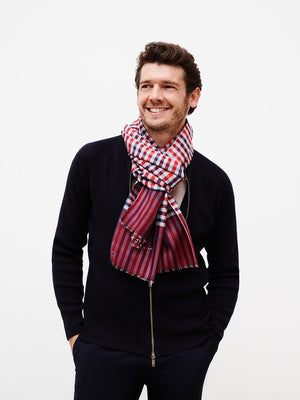Echarpe Krama en soie laine bordeaux
