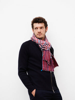 Echarpe Krama en soie laine bordeaux