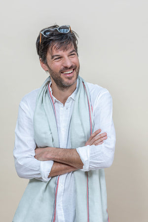 Nomade Plain scarf in sage linen silk
