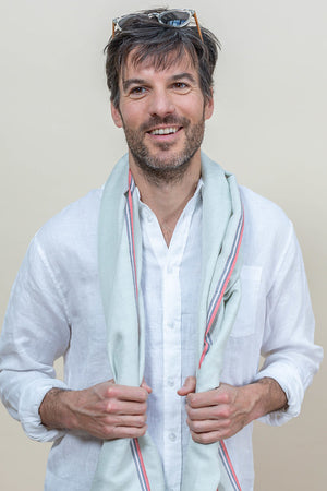 Nomade Plain scarf in sage linen silk