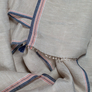 Echarpe Nomade Unie en soie lin beige